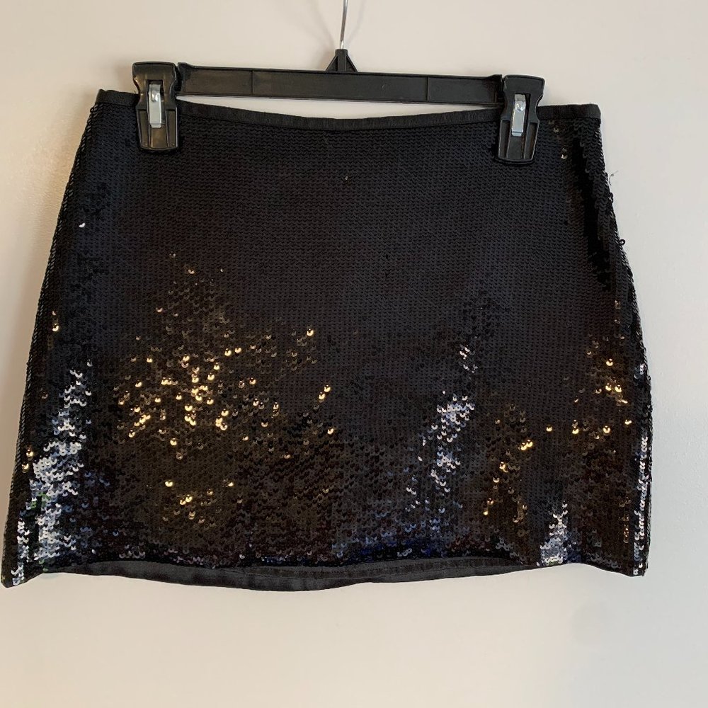Theory Black Sequined Mini Skirt